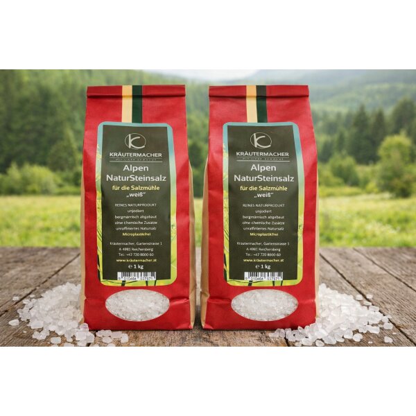 Alpen Natur Steinsalz für die Salzmühle 1Kg